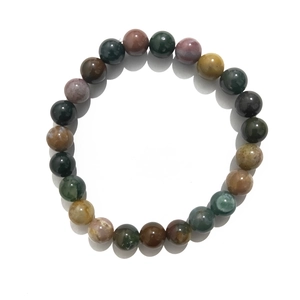 Detailed macro view of 8mm multi-color natural stone beads with unique mineral textures