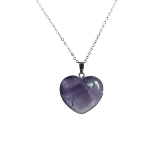 Poliertes natürliches Amethyst Herzanhänger Halskette mit einer feinen Silbermetallkette