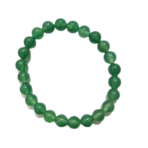8mm natural green stone beaded stretch bracelet with smooth round crystal gemstones