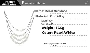 Spécifications du collier de perles multicouche en alliage de zinc plaqué or blanc