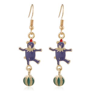 Süße Zirkusbär Ohrhänger Vintage Emaille Tropföl Tier Bär Schmuck Für Damen Cartoon Gestreifter Ball Ohrringe