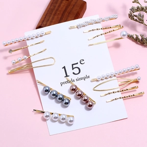 Barrettes à cheveux marbrées chics avec perles et cristaux sur base dorée