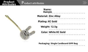 Makroaufnahme einer Hasen-Haarklammer aus Zinklegierung mit Strass und KC-Gold-Finish