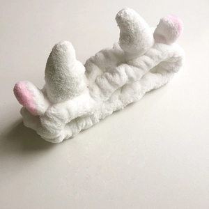 Bandeau oreilles de renne en peluche blanche douce pour le lavage du visage