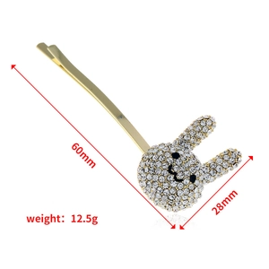 Funkelnde Strass-Kaninchen-Haarklammer in Gold mit niedlichem Tier-Design