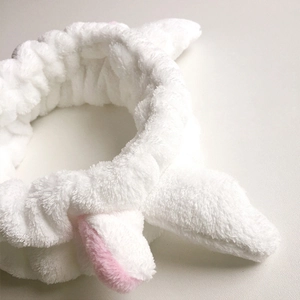 Bandeau oreilles de renne mignon en peluche blanche douce pour se laver le visage