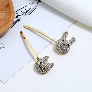 Süße Cartoon Tier Strass Haarnadel Vollbesetzt mit Strass Hase Katze Bobby Pin Für Damen Mädchen Süßer Mode Haarschmuck