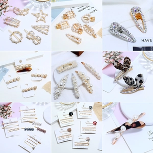 Variété élégante de pinces à cheveux avec perles, strass et nœud léopard très tendance