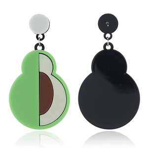 Süße grüne Avocado-Ohrringe mit Acryl-Fruchtkern-Design und Silbersteckern für Damen