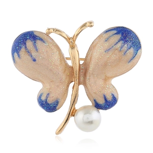 Eleganter Schmetterlings-Anstecknadel mit Glitzerflügeln und großer weißer Perle