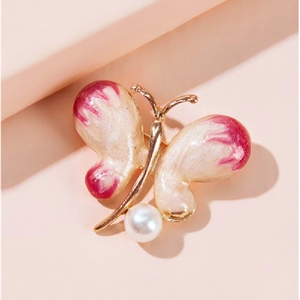 Eleganter Zinklegierung Schmetterling Brosche Mit Künstliche Perle Und Glitzer Emaille Tier Corsage Pin Damen Mode Schmuck Geschenk
