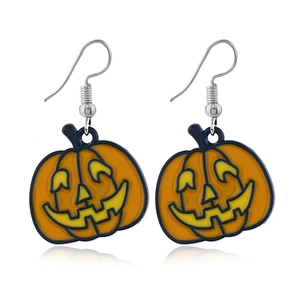 Détails des boucles d'oreilles citrouille orange vif avec crochets en argent