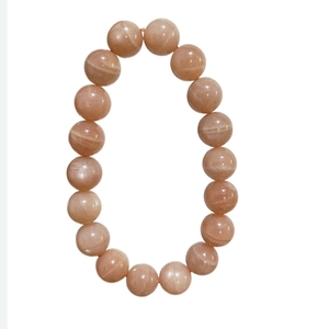 Natural orange sunstone beaded bracelet with translucent round gemstones for women and men
