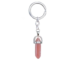 Silberner Schlüsselanhänger mit rosa hexagonalem Kristallstein für Damen Geschenke