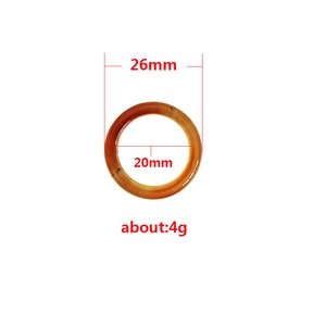Translucent 6mm amber agate ring with dimension labels 26mm outer and 20mm inner diameter