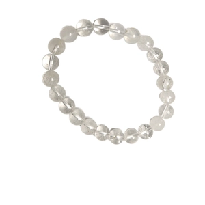 Bracelet en quartz blanc naturel avec perles rondes transparentes pour hommes et femmes