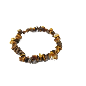 Bracciale elastico in pietra naturale occhio di tigre con pietre marroni irregolari
