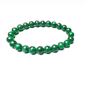 Natuurlijke malachiet kralen armband set met groene gestreepte stenen voor dames