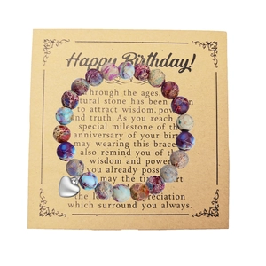 Pulsera de Cuentas con Colgante de Corazón de Piedra Natural para Regalo de Cumpleaños y Graduación Joyería Ajustable con Tarjeta