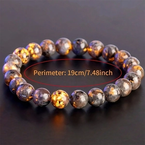 Pulsera minimalista de cuentas yooperlite con efecto de piedra de fuego, largo 19 cm