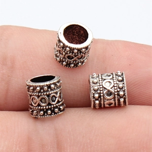 Three-piece antique silver infinity beads for DIY jewelry making and bracelet charms