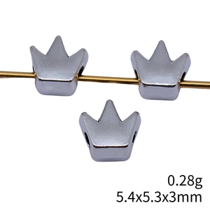Vintage silver crown spacer beads for jewelry making 5.4x5.3x3mm set of three pieces