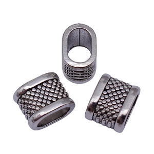 Antique silver large hole spacer beads with textured dot pattern for DIY jewelry making