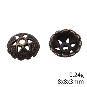 Calottes de perles fleurs évidées cœur 8x8x3mm en alliage de zinc bronze antique DIY