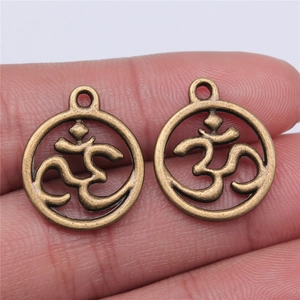 Vintage bronze OM charm pendants with antique finish for handmade jewelry making