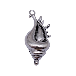Antique silver conch shell charm pendant for DIY jewelry making with top hanging ring
