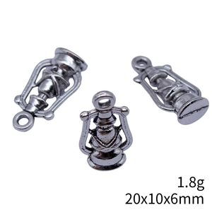 Tres dijes de lámpara de queroseno plata antigua para joyería DIY 20x10x6mm 1.8g colgantes