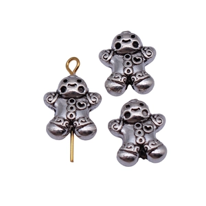 Gingerbread man DIY jewelry charms in antique silver finish with gold plated hooks