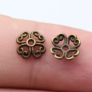 Vintage Alloy Flower Bead Caps Hollow DIY Jewelry Findings Antique Bronze Silver Gold Spacer Beads For Bracelet Making