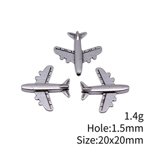 Tres colgantes de avión en plata antigua de 20x20mm para creación de joyas DIY