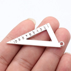 Vintage Antique Silver Triangular Ruler Pendant For DIY Jewelry Making Scale Design Alloy Decorative Craft Accessories