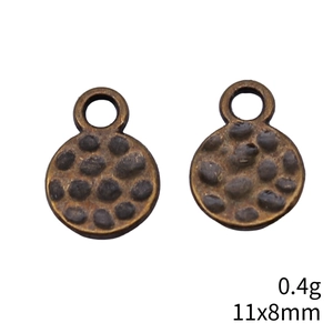 Antique bronze hammered metal round charm pendants 11x8mm for DIY jewelry making