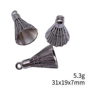 Three vintage silver badminton shuttlecock pendants for DIY jewelry making and crafts