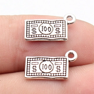 Vintage Antique Silver 100 Dollar Bill Banknote Pendant Charm Zinc Alloy DIY Jewelry Making Accessories For Necklace Bracelet
