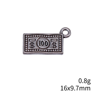 Antique silver 100 dollar bill charm pendant in vintage metal alloy for jewelry making