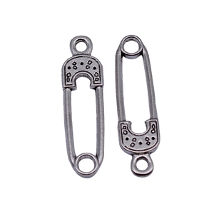 30x8.1mm antique silver safety pin alloy charms with dotted pattern for DIY jewelry making