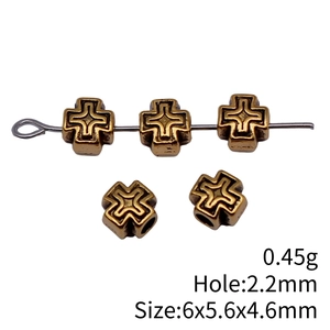 Vintage gold alloy cross spacer beads 6x5.6mm with 2.2mm hole for DIY jewelry making