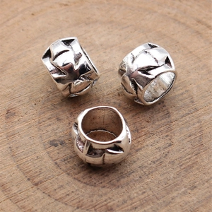 Vintage silver hollow cross barrel beads made of zinc alloy for DIY jewelry making