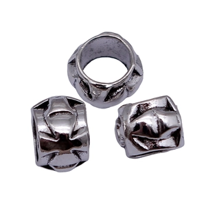Three vintage silver zinc alloy cross large hole beads for DIY punk jewelry making