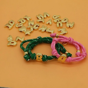 Dopamine Style Woven Rope Bracelet Women Copper Gold Plated Bubble 26 English Alphabet Letters Heart Star Charm Bracelet Jewelry