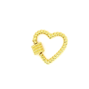 Golden heart screw clasp with spiral texture for DIY necklace and jewelry making