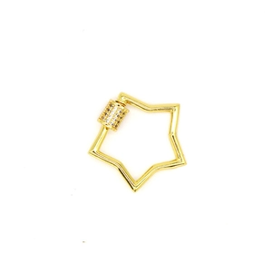 Star-shaped gold screw clasp for jewelry making with sparkling zircon micro-pave