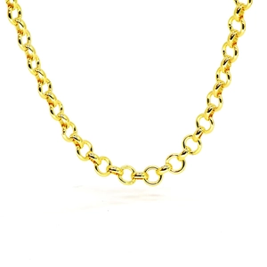Λεπτομερής προβολή της χρυσής αλυσίδας 18K με στρογγυλούς κρίκους για κοσμήματα DIY