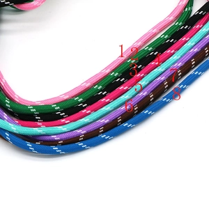 Detail showing eight vibrant braided rope options with unique patterns for initial bracelets