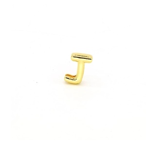 Detailed view of a 3D polished gold letter J charm accessory for DIY bracelets