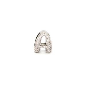 Sparkling letter A pendant in silver finish with micro-paved cubic zirconia crystals